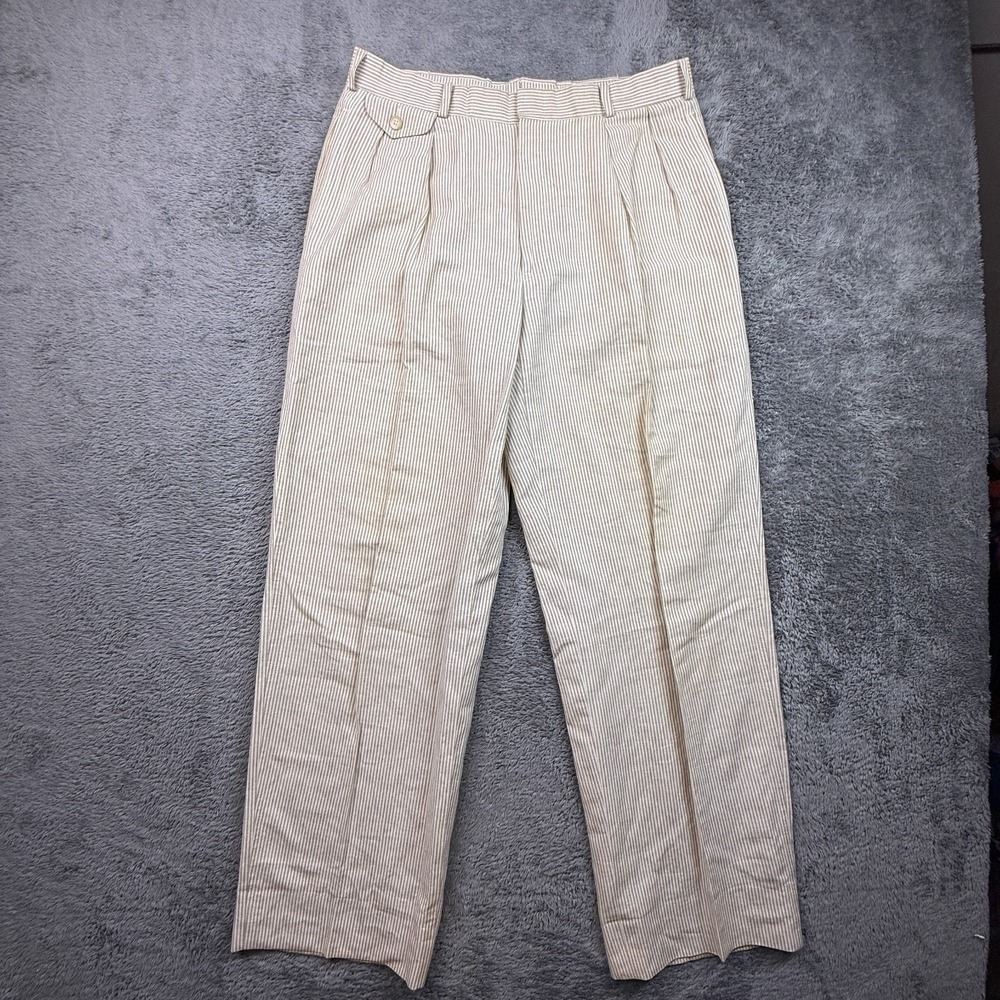 Vintage 80s Polo Ralph Lauren Seersucker Pleated Pants Mens 32x32 Talon Zip USA